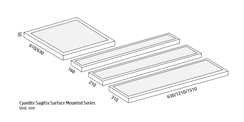 Cyanlite Sagitta surface mounted LED panel light Dimension Cyanlite Sagitta surface mounted LED panel light Dimension